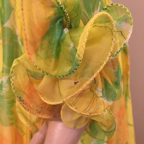 Vintage gown - floral yellow and green - Picture 6 of 8